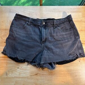 Aerie Distressed Black Denim Shorts